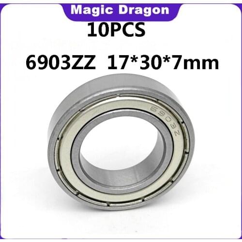 Free Shipping 10PCS ABEC-5 6903ZZ 6903 ZZ 17x30x7 mm 6903Z 61903 Z Thin SectionMetal Shielded Deep Groove Ball Bearings