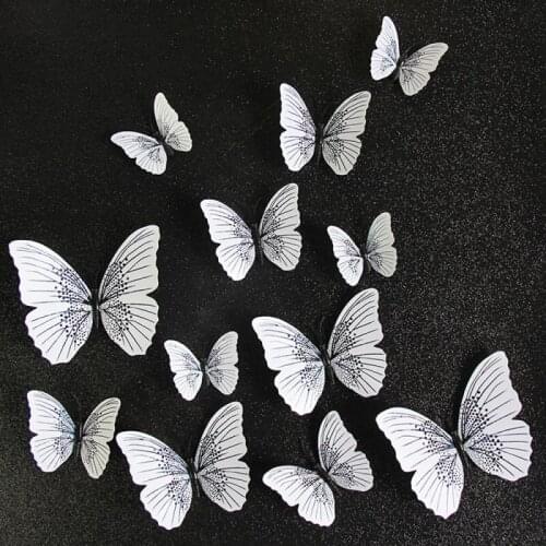 12PCS/pack Single Layer Butterfly Wall Stickers DIY Room Wedding Decoration PVC Refrigerator Magnetic Sticker Home Supplies