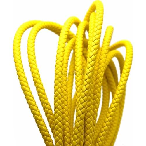 2m/lot Approx: 5mm/6mm Yellow Round Braided Leather Rope String Thread Strings Cords For DIY Necklace Bracelet Jewelry Making