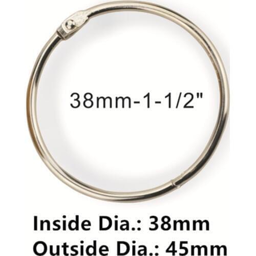 20pcs/Lot 38mm Metal Loose Leaf Book Binder Hinged Rings Keychain Album Ring Scrapbook Binders Craft Photo Album Split