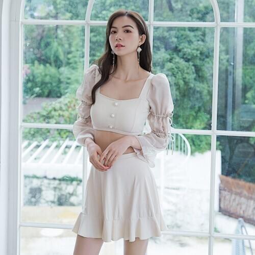 2021 Swimsuit Separate Female Korean Women Two Pieces Womens Swim Wear Cute Push Up Piece Bathing Lovely Split Skirt Sexy For