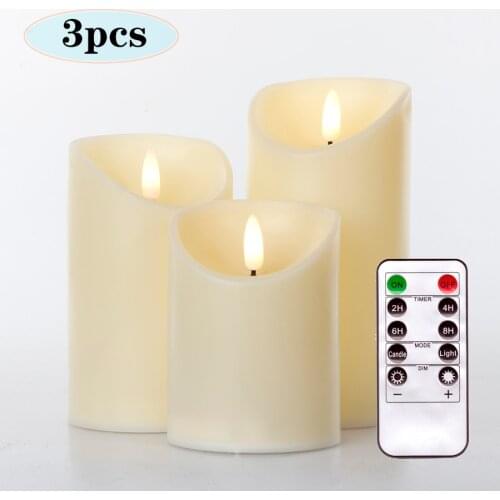 3Pcs/Set Remote Control LED Flameless Candles Battery Realistic 3D Dynamic Flame Candle Lights Led Tea Lights Home Decoration