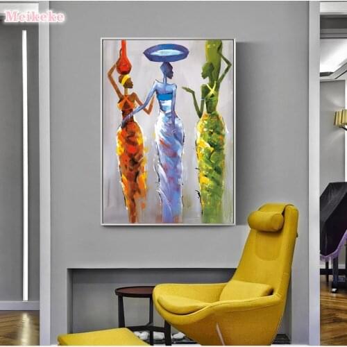 Abstract African Women Wall Art Canvas Paintings Modern Colorful Pop Art Canvas Prints Wall Posters And Prints For Living Room