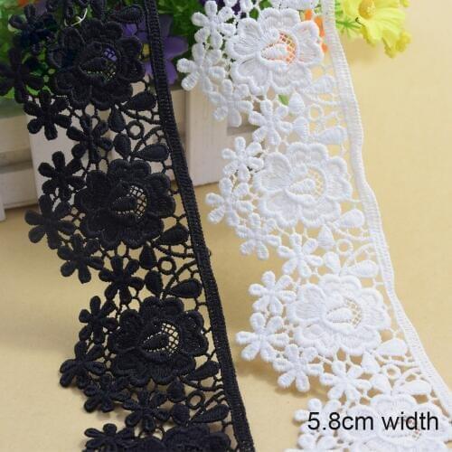 3yards 5.8cm white lace cotton embroid lace sewing ribbon fabric guipure diy trims warp knitting DIY Garment Accessories#3672