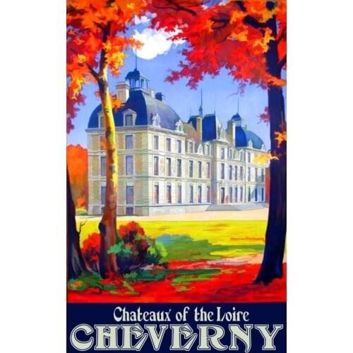 CHATEAUX OF THE LOIRE CHEVERNY TRAVEL LARGE METAL TIN SIGN POSTER WALL PLAQUE