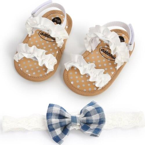 Ma&Baby 0-18M Summer Baby Girl shoes Ruffles Denim Sandals Clogs Casual Newborn Infant Baby Girls Shoes With Headband