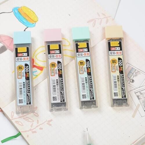 0.5mm / 0.7mm 2B Black Lead Refills Mechanical Pencil Refills with Plastic Box, 100 Pieces Mechanical Pencil Lead Student Supply