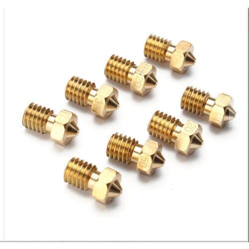 DuoWeiSi 3D Printer Parts 8pcs/lot 0.2/0.3/0.4/0.5mm M6 Brass Nozzle For 1.75mm 3mm Filament Copper Nozzle Extruder Print Head