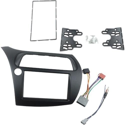 For Honda Civic Double Din Fascia Radio Dvd Stereo Cd Panel Dash Mounting Installation Trim Kit Face Frame Bezel with Wire Harne