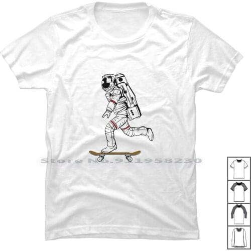 Space Skating Astronaut Skateboard T Shirt 100% Cotton Skateboard Skating Space Skate Board Astro Skat Pace Boar Ace Spa Ska