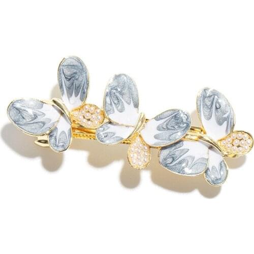 Butterfly Headdress, Pearl Hairpin, Exquisite Hair Accessory, Spring Clip, Elegant and Fashionable Lady Hairpin Hair Braid Clip