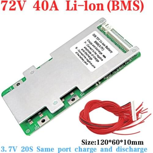 72V 40A 20S lithium battery BMS protection board 3.7V same port 72V 18650 lithium ion battery pack PCB for 72V electric vehicles