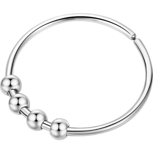 Copper Plating Fidget Ring Anxiety Ring with Bead Swivel Adjustable Ring Womens Anxiety Fidget Jewelry