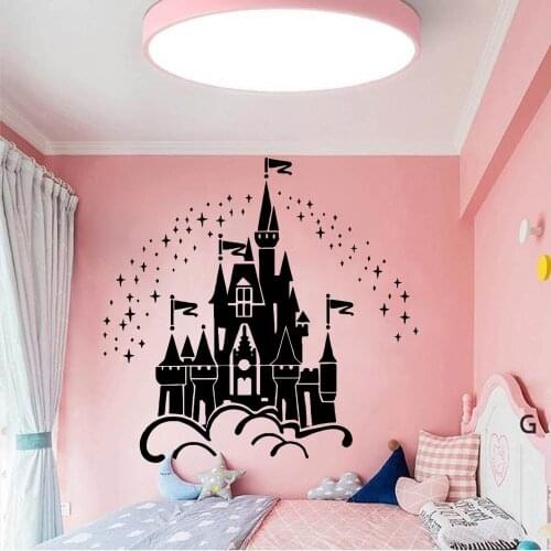 Cartoon Castle Under The Stars Wall Sticker For Girls Bedroom decor Kids Room Decoration Accessories Wall Decals Stickers Mural