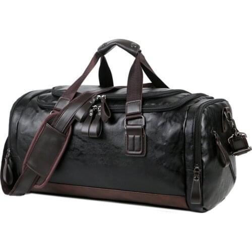 High Quality Leather PU Mens Travel Bags Carry on Luggage Duffel Bags Handbag Casual Tote Organizer Large Capacity Weekend Gym