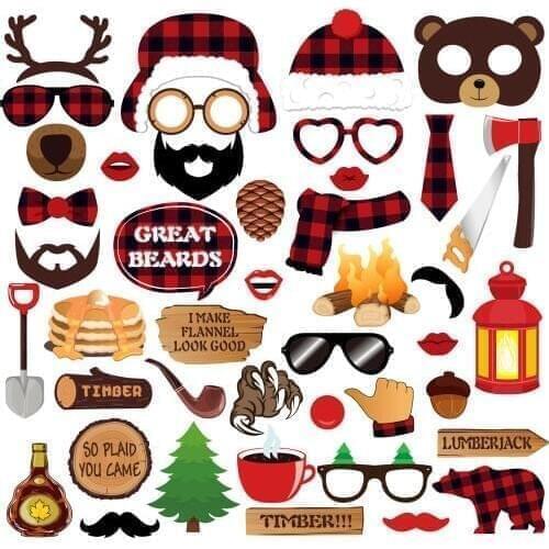 Lumberjack Party Decorations Sets DIY Mr Mrs Photobooth Props Kids Happy Birthday Party Favors Merry Christmas Decoration