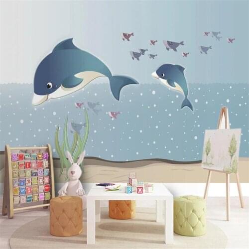 Milofi Custom 3D Wallpaper Mural Ocean Whale Childrens Room Living Room Bedroom Background Wall Nordic Decorative Painting
