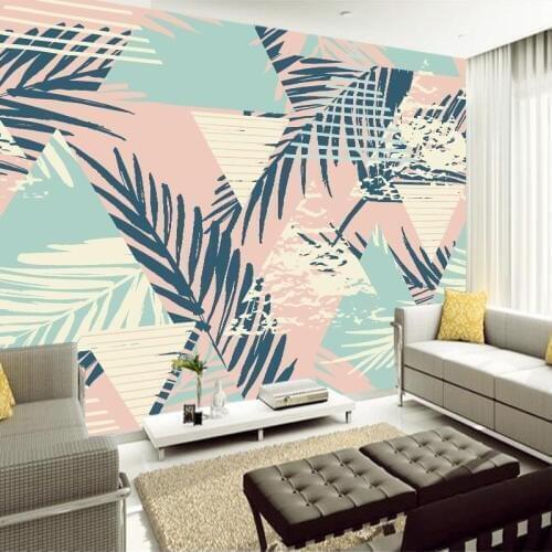 Custom any size wall mural wallpapers Modern fashion Color geometric pattern Leaves perspective Wall Sticker YBZ108