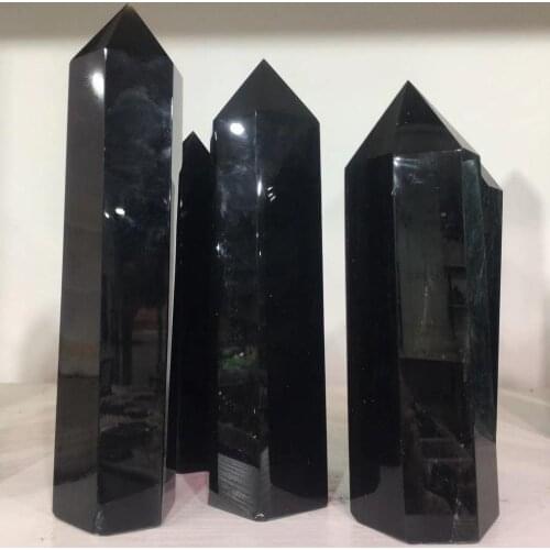 Natural Large Black Obsidian Tower Chakra Healing Gemstone Obelisk Home Decor 1pc