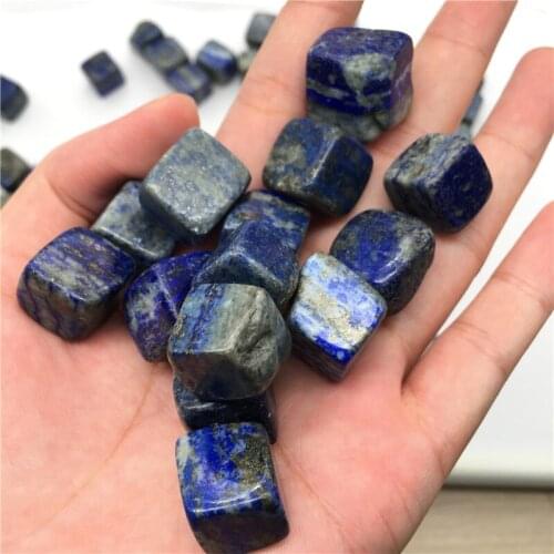 Natural Blue Lapis Lazuli Cube Tumbled Crystal Gravels Stone For Gemstone Decoration