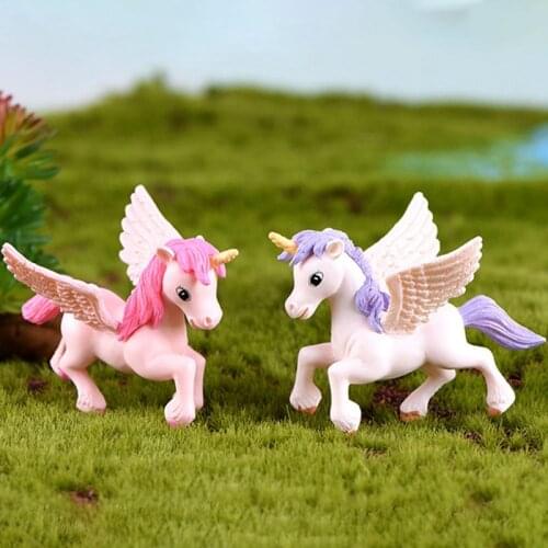 Heavenly Unicorn Horse Mythical Animal Fairy Small Statue Mini Figurine Crafts Desk Ornament Miniatures Decor Accessories