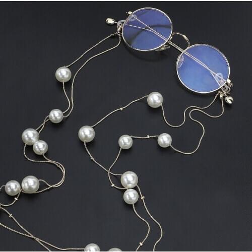 Double Layer New Sunglasses Lanyard Strap Necklace Eyeglass Hand-make Imitation Pearls Chain Cord For Dinner Party