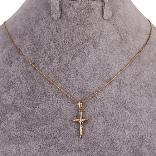 Jesus Cross Pendant Necklace Gold Crosses Jewelry Necklaces & Pendants Floating Charms Sets Crucifix Pingente Ouro Cameo P18-15