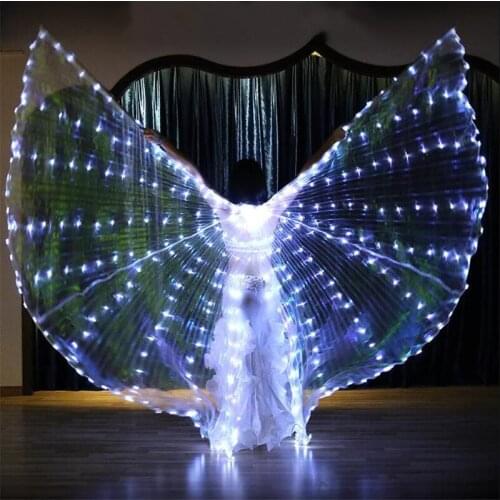 P01 Ballroom dance led cloak Split white wings bellydance stage luminous led costumes perform wears dress butterfly party show