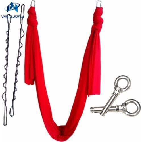 6meter full set Aerial Yoga Hammock Swing Trapeze AntiGravity Inversion Aerial Traction Device +daisy chain+carabiner+ring mount