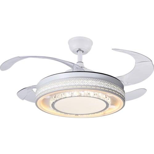 Ventilator LED indoor decoration ceiling fan lamp invisible fan 220V 42cm remote control speed regulating crystal ceiling lamp