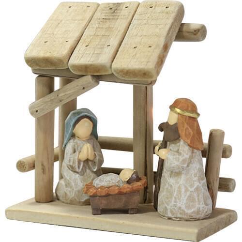 Christmas Nativity Ornament Manger Character With Wooden House Christian Nativity Ornaments Beautiful Home Room Desktop Decor
