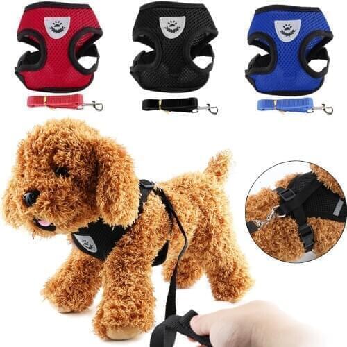 Dog Cat Mesh Harness Adjustable Vest For Small Medium Dog Dog Supplies Polyester Pet Collars