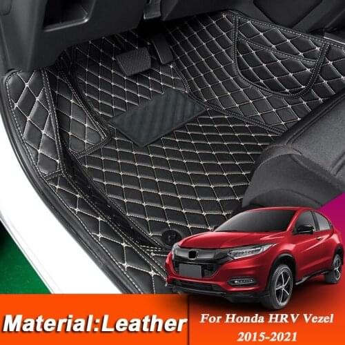 Car Styling Custom Foot Mat For Honda HRV Vezel 2015-2021 LHD Leather Floor Protect Waterproof Pad Auto Internal Accessories