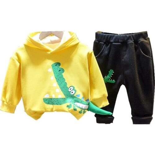 Spring Autumn Kids Cartoon Thicken Casual Clothes Baby Boys Girls Cotton Hoodies Pants 2Pcs/Sets Children New Fashion Tracksuit