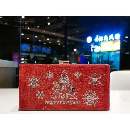 Christmas Tree Pattern Diamonds Evening Clutch Bags Women 2020 Designer Creative Rhinestones Handbag Chain Shoulder Bag Party