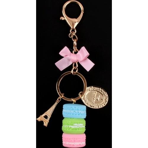 1Pc France Cake Cartoon Macarons Keychain Bow Tag Tower Tassel Wedding Party Keyring For Women Bag Pendant Jewelry Accessories