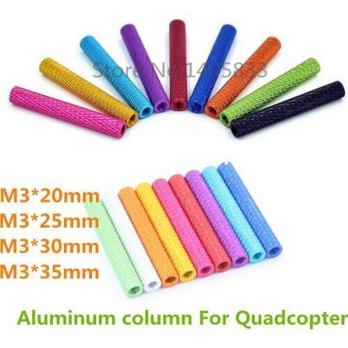 10PCS M3*20mm / M3*25mm / M3*30mm / M3*35mm textured Aluminum Alloy Pillar Standoff Spacer Column for FPV Quadcopter