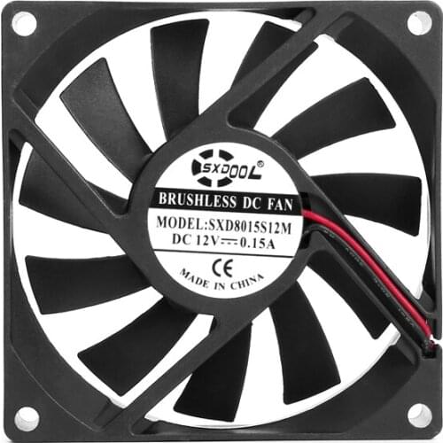 2pcs SXDOOL 8015 12V fan PC Computer Fan 80mm 8015 8cm 12V 0.15A Silent DC 12V Chassis Power Cooling Fans