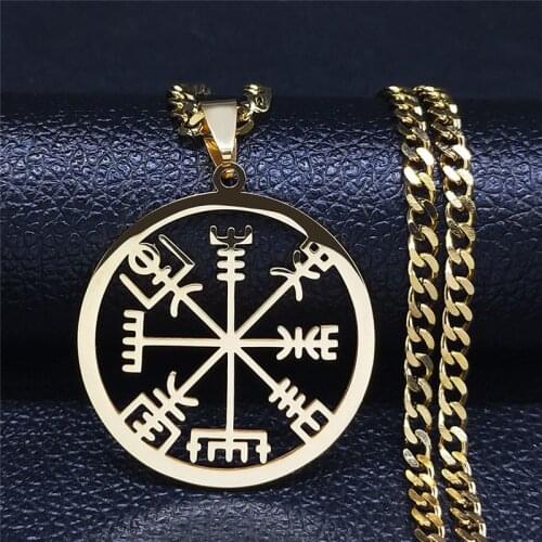 2020 Fashion Amulet Viking Stainless Steel Necklace Gold Color Pendant Necklaces Men/Women Jewelry cadenas de oro N3048S05
