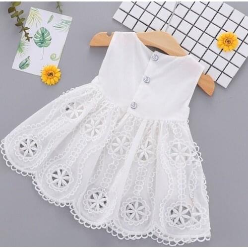 2021 Girls Summer cotton Embroidery Princess white Sleeveless Dresses Baby Kids Birthday Dresses Children Clothes Vestido