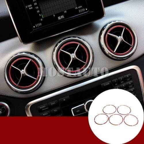 For Benz CLA C117 W117 Inner Consle Air Vent Outlet Cover Ring 2013-2018 5pcs Car Accessories Interior Car Decor Car Trim