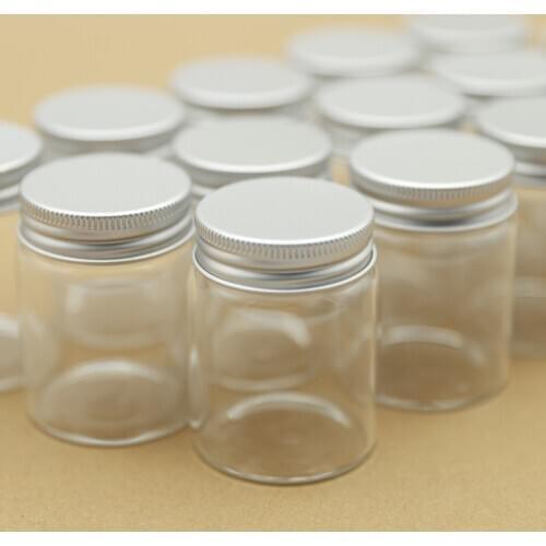 6 Pieces 47*60mm 60ml Vial Glass Bottle jars Silver Screw Cap mini Jars DIY Craft Transparent jars empty small bottles
