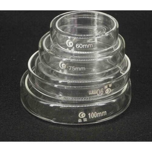 60/75/90/100/120/150/180/200mm With Lid Borosilicate Glass Cell Clear Sterile Chemical Instrument Petri Culture Dish