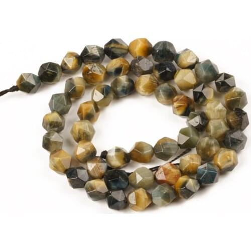 Wholesale 6 8 10mm Natural Faceted Natural Stone Fantasy Dream Tiger Eye Loose Beads for Jewelry Making Accessories Bracelet DIY