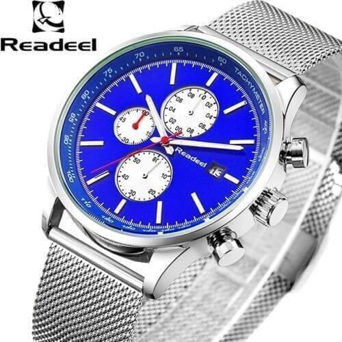 Watch Men Stainless Steel Mesh Quartz Men Watches Chronograph Watch Clock Men Relogio Masculino Luminous Wristwatch for Male