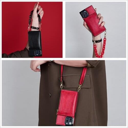 Leather zipper wallet phone case For Samsung Galaxy Note S9/S10/S20 FE plus Ultra A90 5G Crossbody Strap Backpack Handbag Cover