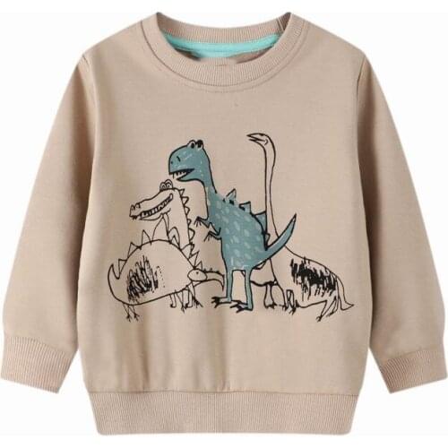 27kids Cartoon Print Baby Boys Dinosaur Hoodies Sweatshirts For Spring Autumn Kids Boys T-Shirts Cotton Clothes 2-7Years