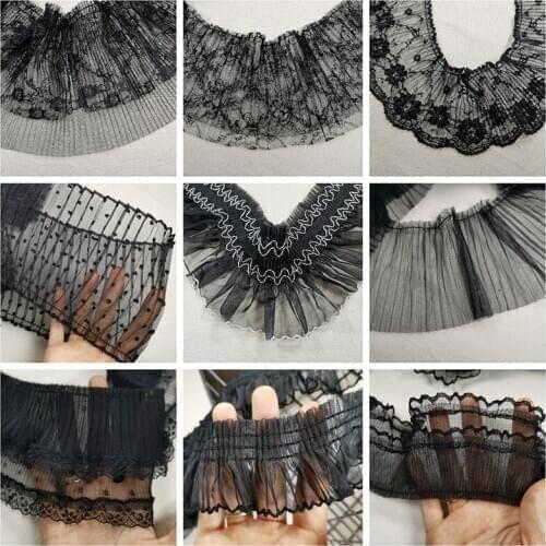 Variety Of Exquisite Black Pleated Tulle Lace Fabric DIY Clothing Leader Mouth Skirt Hem Accessories Curtain Sofa Sewing Trim