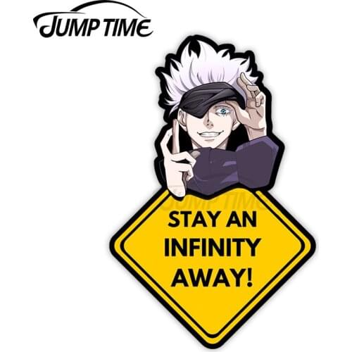 JumpTime 13 x 7.2cm Gojo Satoru InfinityAway Sign Car Sticker Scratch-Proof Motorcycle Decal Cartoon Windshield Vinyl Car Wrap