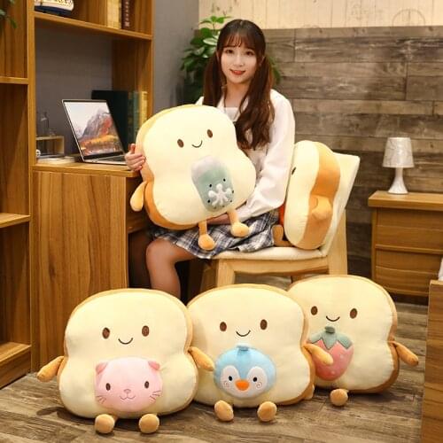Kawaii Toast Sliced Bread Plush Toy Creative Plush Food Cartoon Animal Plush Bed Sofa Pillow Birthday Gifts for Kid